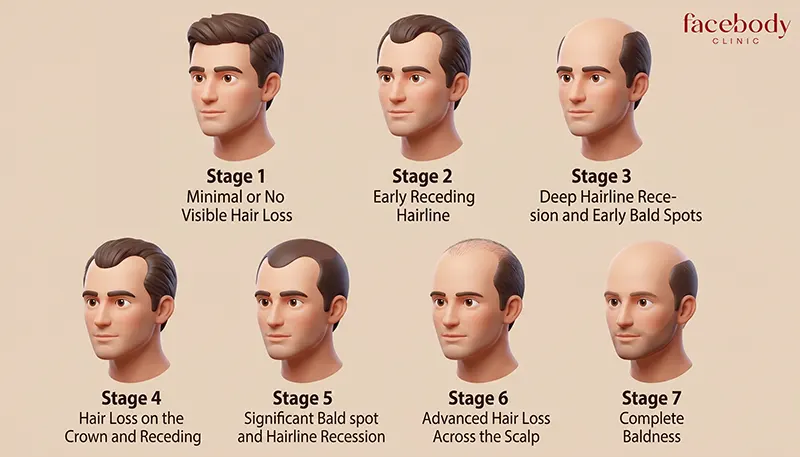 หน้าผากเถิก สัญญาณเตือนหัวล้าน ระยะต้น Norwood Scale
