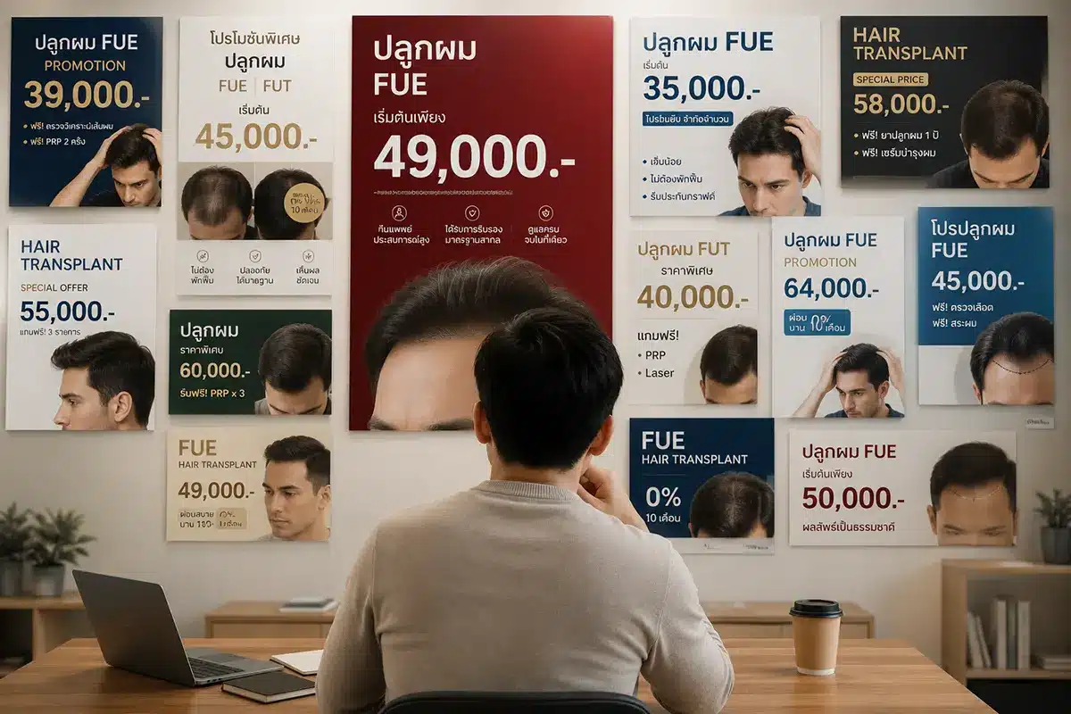 โปรโมชั่นปลูกผม — โฆษณาส่วนลดในตลาดปลูกผม